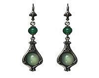 Nouveau Teardrop Earrings - Floral Setting with Agate Green or Purple